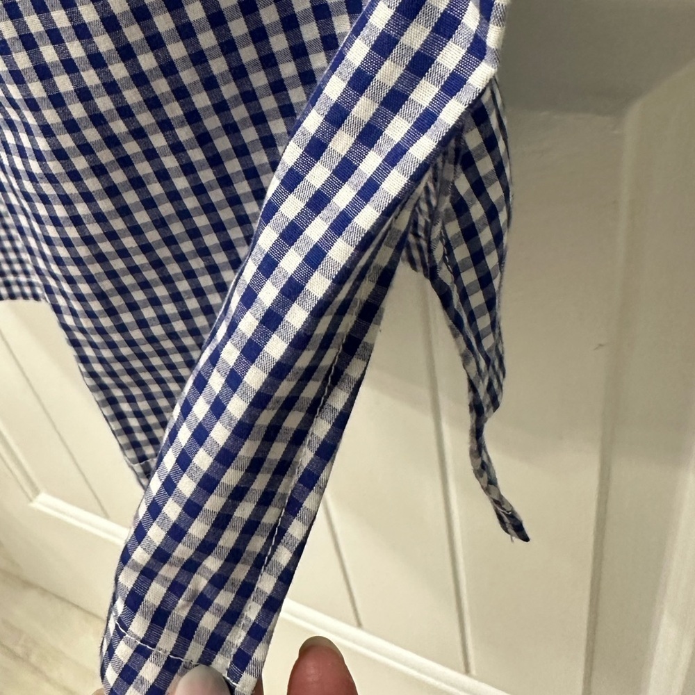 Crab & Cleek Blue Striped Faux Sill Necktie Tunic Top - Picture 4 of 6
